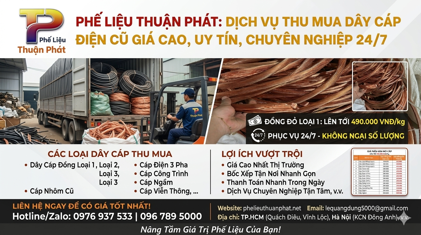 Thu mua dây cáp điện cũ giá cao