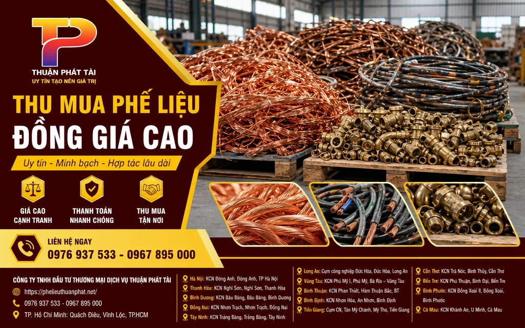 Đồng đỏ, đồng cáp và đồng thau được phân loại tại kho phế liệu