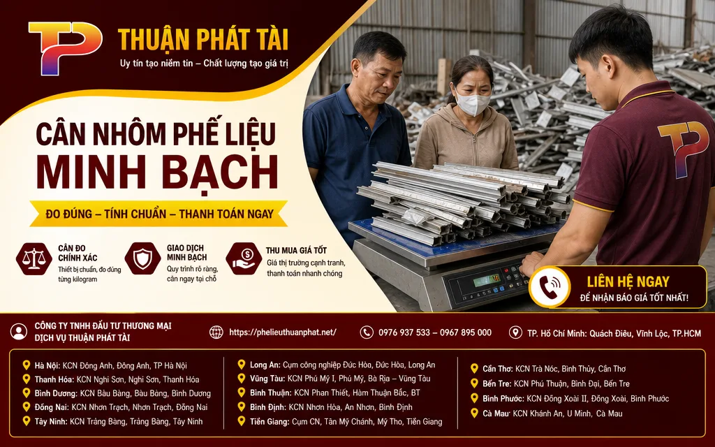 Cân điện tử dùng để xác định khối lượng nhôm phế liệu