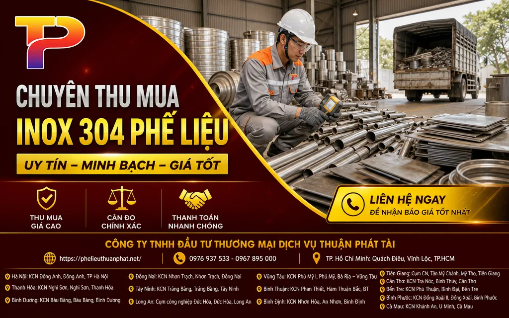 Nhân viên khảo sát inox 304 phế liệu tại kho hàng ở Hà Nội