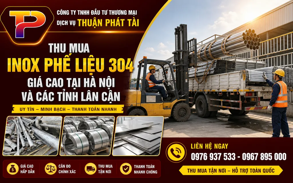 Xe tải và xe nâng thu gom inox phế liệu tận nơi